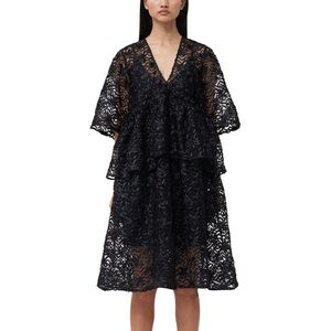 GANNI - Black Ribbon Tulle Flounce Midi Dress - BRAND NEW WITH TAGS ATTACHED!